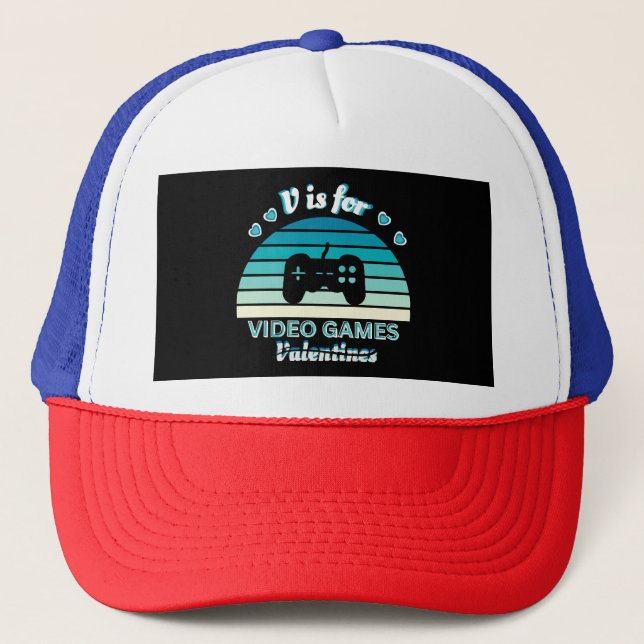 Casquette V pour Jeux Vidéo pas Valentines - Funny Retro Col (Devant)