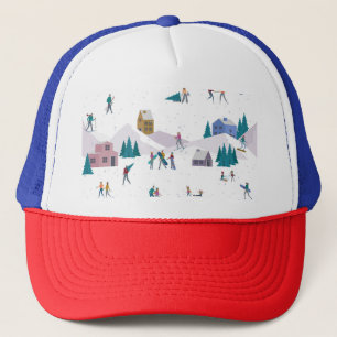 Casquette Vacances des Alpes d'hiver : les gens actifs sans