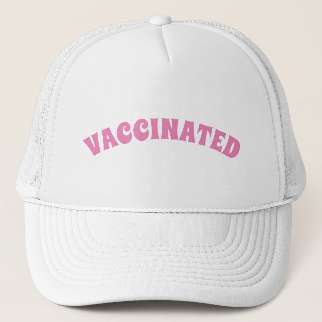 Casquette Vacciné rose et blanc (Devant)