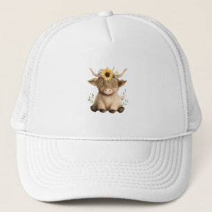 Casquette Vache des Highlands au tournesol bohème