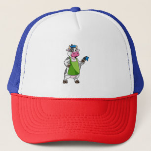 Casquette Vache en peintre avec peinture et tablier