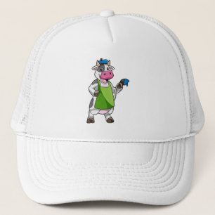 Casquette Vache en peintre avec peinture et tablier