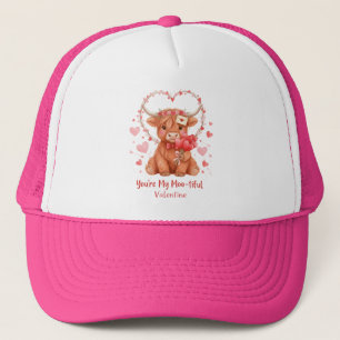 Casquette Vache highlandaise mignonne de la Saint-Valentin a