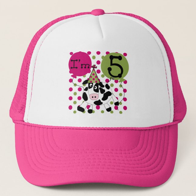 Casquette Vache rose 5e Anniversaire Tshirts et cadeaux (Devant)