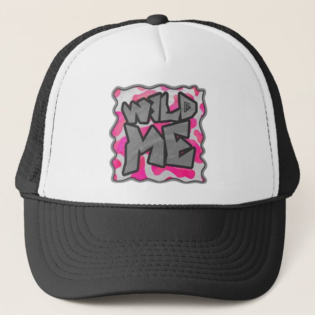 Casquette Vache rose et blanc chaud (Devant)