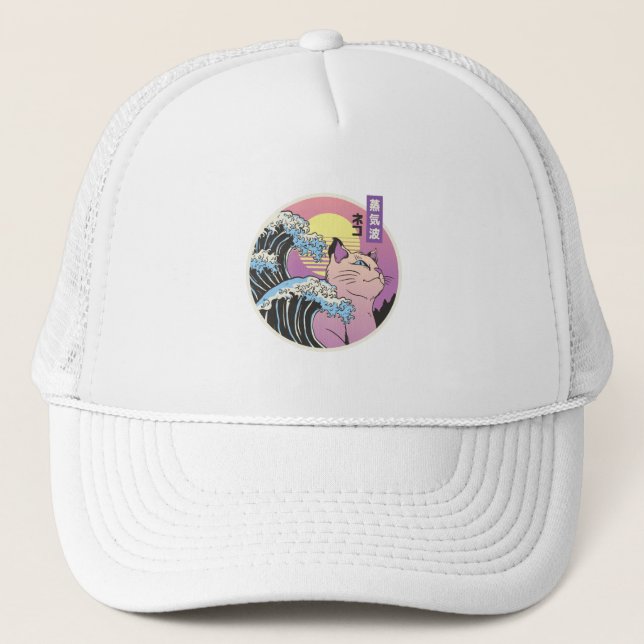Casquette Vaporwave Cat - Conception esthétique (Devant)