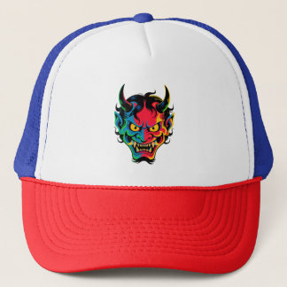 Casquette Vecteur de masque de démon japonais coloré Neon On