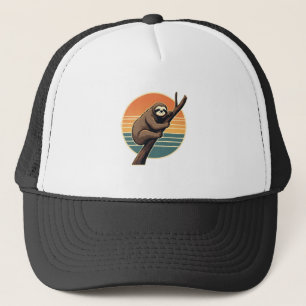 Casquette Vecteur Rétro de Paresseux Vintage au Coucher du S