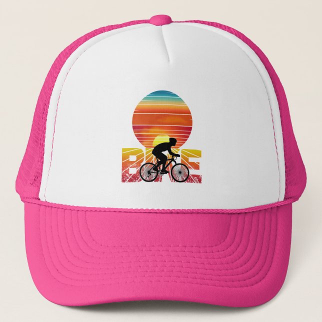 CASQUETTE VÉLO BIKING SUNSET TRUCKER HAT (Devant)