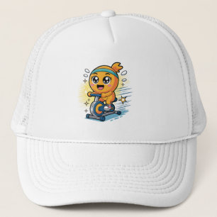 Casquette Vélo d'exercice de cyclisme orange mignon dessin a