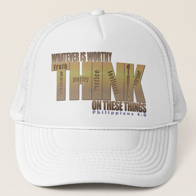 Casquette Vers de bible : 4:8 de Philippiens (Devant)