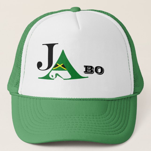 Casquette vert de camionneur de la Jamaïque JA BO (Devant)