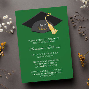 Casquette vert et Faire-part de graduation de Tass