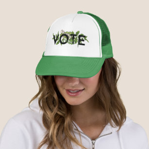 Casquette Vert vintage Floral Élégant Feminine Go Vote