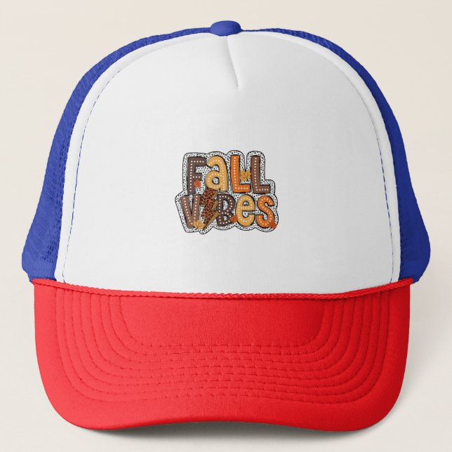 Casquette Vibes Automne Feuilles Citrouille Épice Thanksgivi (Devant)