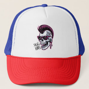 Casquette Vibes de crâne punk. Crâne cool avec lunettes de s