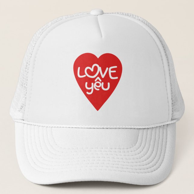 Casquette Vietnamien Valentine ♥ Love Yêu ♥ Asian Wordplay (Devant)