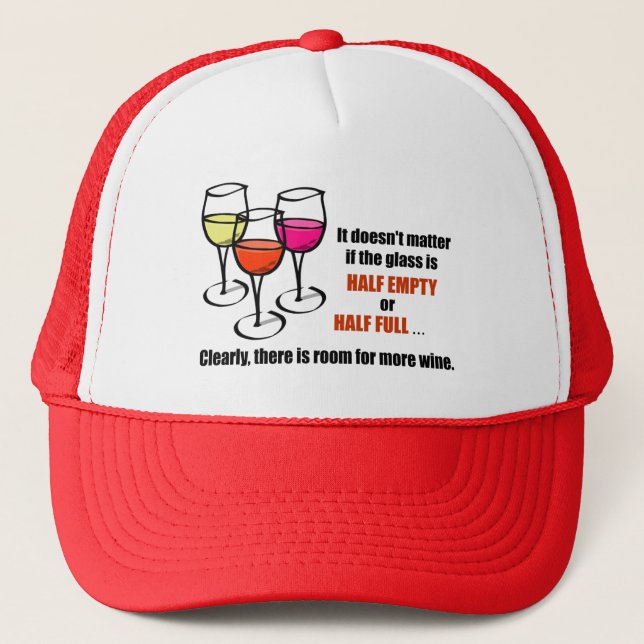 Casquette Vins de caricature Verre mi-Vin vide Humour (Devant)