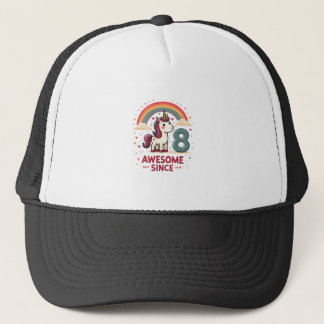 Casquette Vintage 8 Awesome Since 2018 Unicorn Birthday Rain