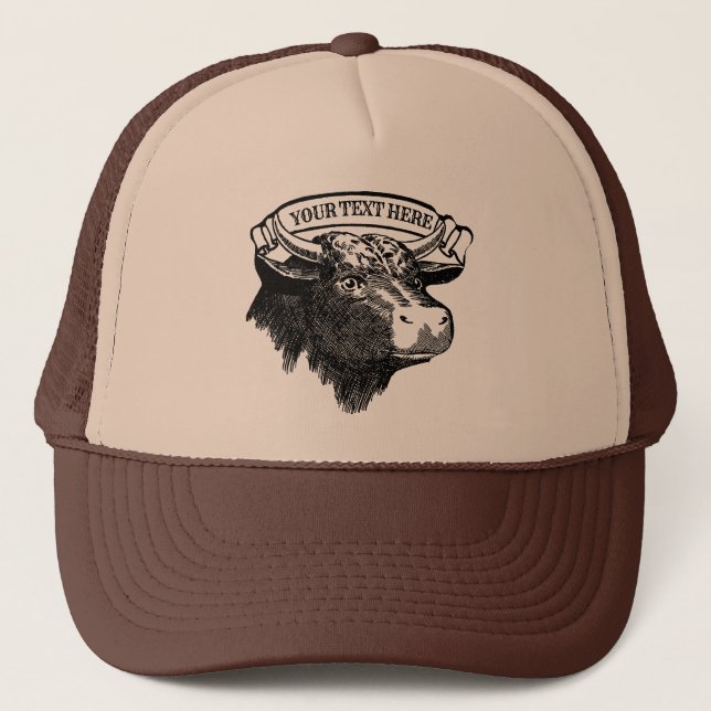 Casquette Vintage Big Bull avec Modèle de bannière (Devant)