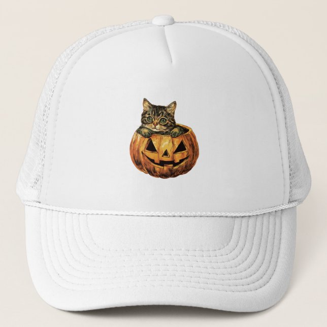 Casquette Vintage Citrouille d'Halloween Kitty (Devant)