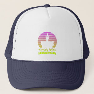 Casquette Vintage Colorful Joyeux 60e anniversaire gâteau