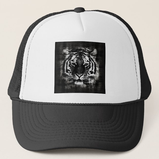 Casquette Vintage de tigre noir et blanc (Devant)