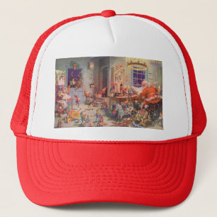 Casquette Vintage Noël, Santa Claus avec Elves Atelier