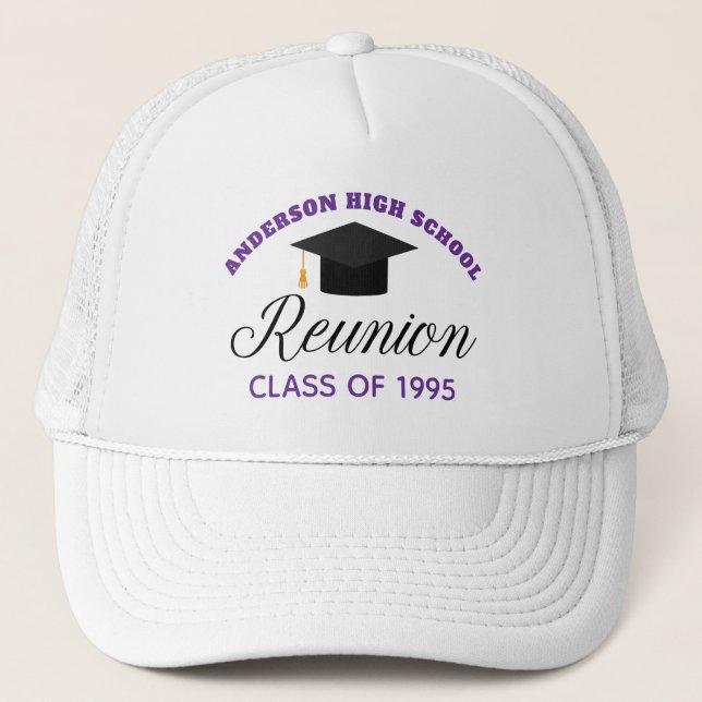 Casquette Violet High School Reunion Party Alumni personnali (Devant)