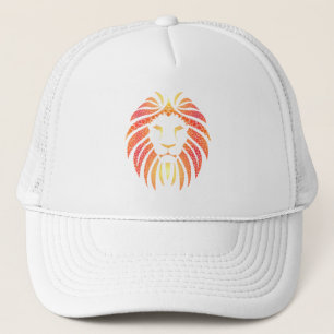 Casquette Visage Abstrait de Lion Orange Tribal
