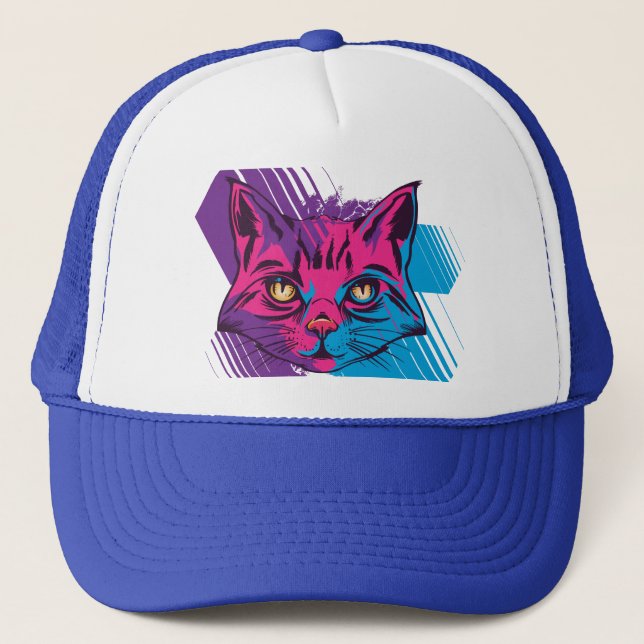 Casquette Visage de Chat Rose  (Devant)