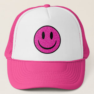Casquette Visage de sourire rose Parties scintillant