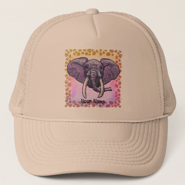 Casquette Visage d'éléphant violet (Devant)