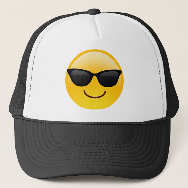 Casquette Visage souriant avec lunettes de soleil Cool Emoji (Devant)