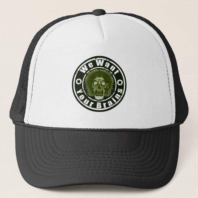 Casquette Visage Zombie - Vert Nous Voulons Vos Cerveaux (Devant)