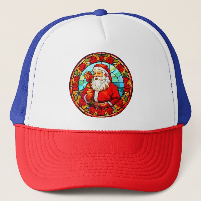 Casquette Vitrail Père Noël ornement de Noël-67680 (Devant)