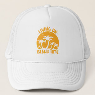 Casquette Vivre Sur L'Île Palmiers Et Coucher De Soleil