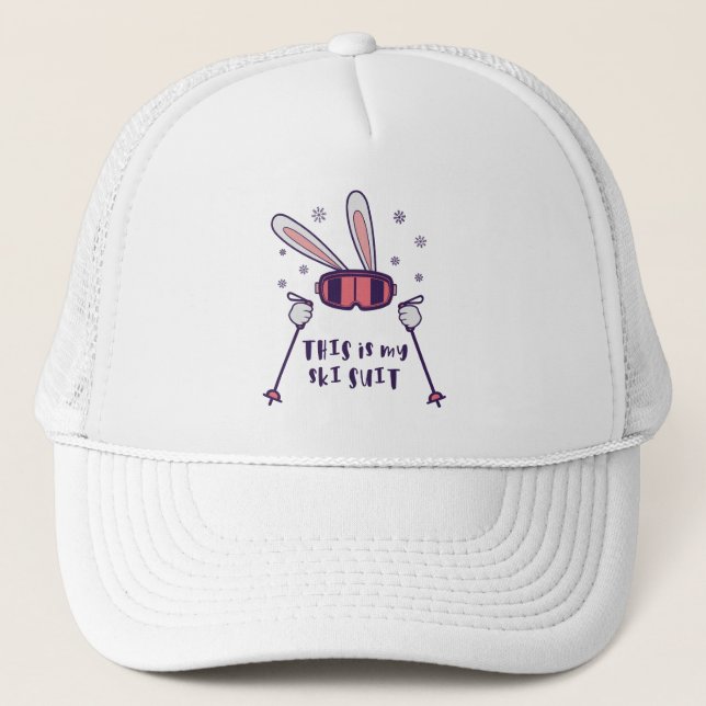 Casquette Voici mon Ski Suit Ski Rabbit avec des bâtons de s (Devant)