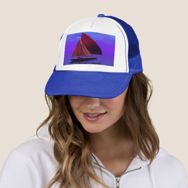 Casquette Voile dans le chapeau bleu camionneur (En situation)