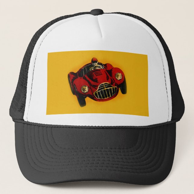 Casquette Voiture de course automobile jaune rouge (Devant)