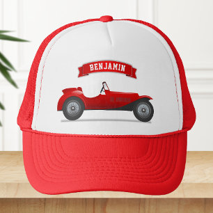 Casquette Voiture de course rouge vintage pour enfants