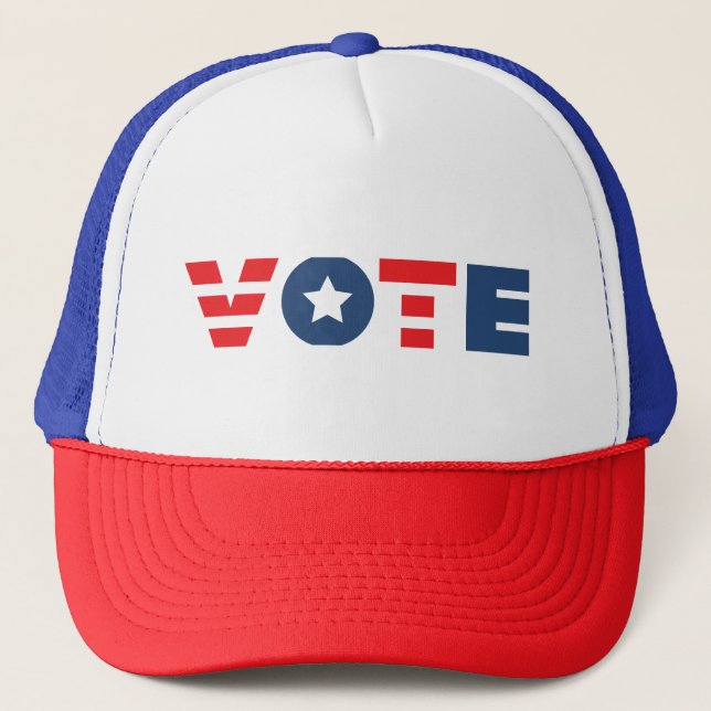 Casquette VOTE En Rouge Bleu Chapeau Trucker (Devant)
