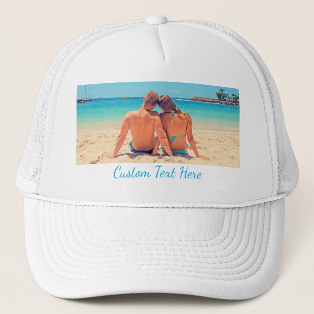 Casquette Votre Photo Trucker Hat Texte Personnalisé (Devant)