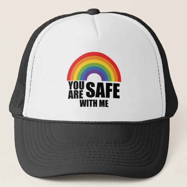 Casquette Vous Êtes En Sécurité Avec Moi LGBTQ Rainbow Pride (Devant)