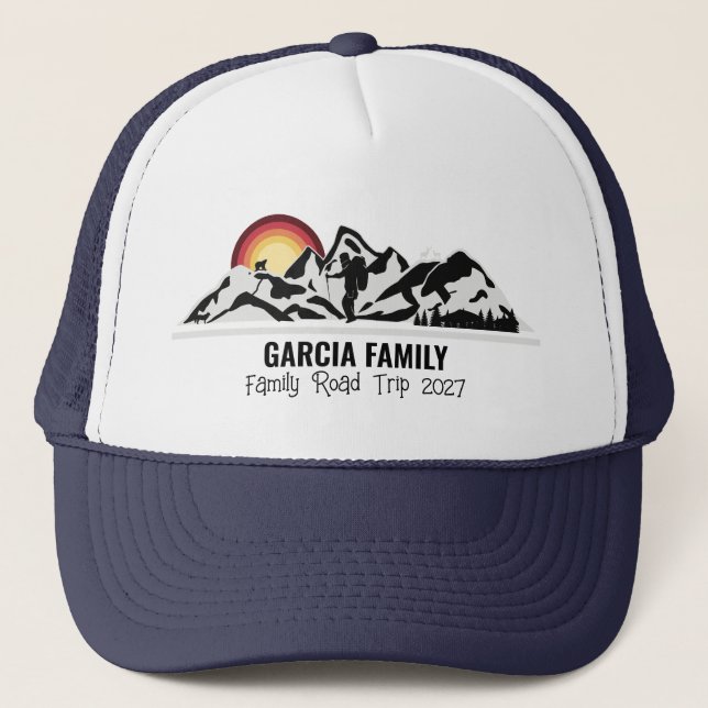Casquette Voyage sur mesure Mountain Sunset Famille Vacances (Devant)