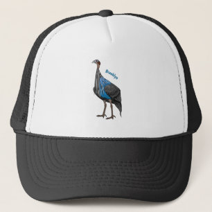 Casquette Vulturine guineafowl bird cartoon illustration 