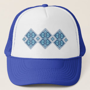 Casquette Vyshyvanka bleu ukrainien broderie