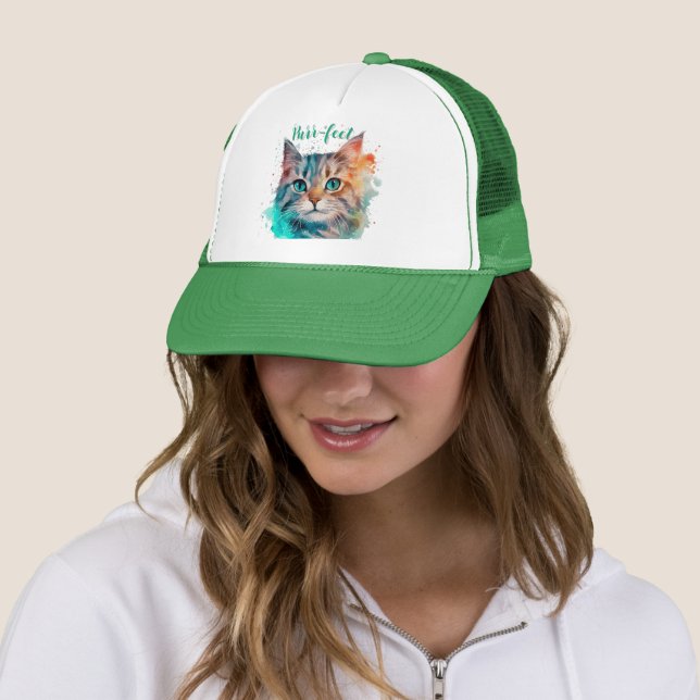 Casquette Watercolor Art Purr-fect Cat (En situation)