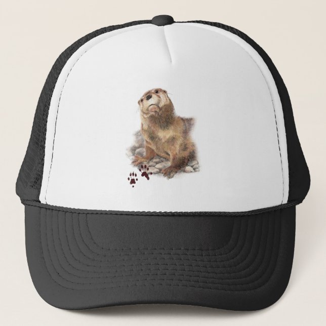 Casquette Watercolor Otter Wildlife Art  (Devant)