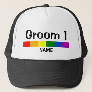 Casquette Wedding Rainbow Flag Banner Groom 1 Name